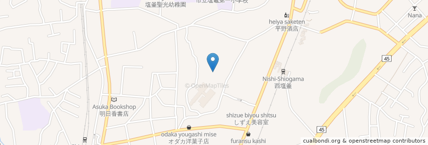 Mapa de ubicacion de 香津山神社 en Giappone, 宮城県, 塩竈市.
