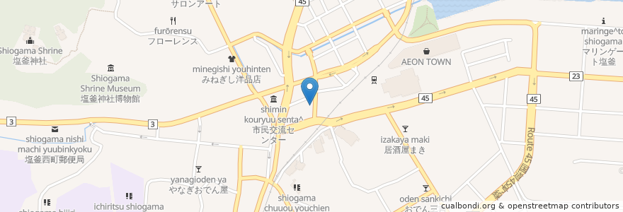 Mapa de ubicacion de 塩竈すし哲本店 en Japan, Präfektur Miyagi, 塩竈市.