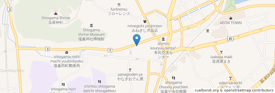 Mapa de ubicacion de 本間医院 en 일본, 미야기현, 塩竈市.