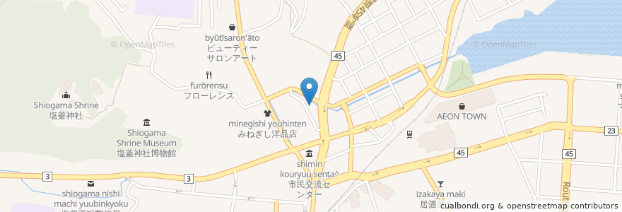 Mapa de ubicacion de Meguro Dental Clinic en Japan, Miyagi Prefecture, Shiogama.