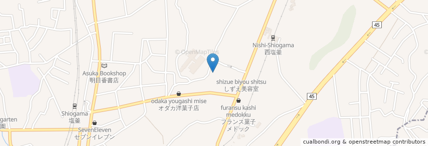 Mapa de ubicacion de 熊谷歯科口腔外科 en Japan, Präfektur Miyagi, 多賀城市, 塩竈市.