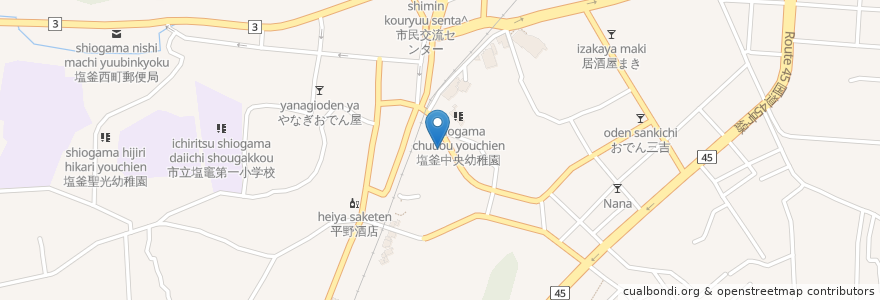 Mapa de ubicacion de 金医院内科胃腸科 en Japan, 宮城県, 塩竈市.