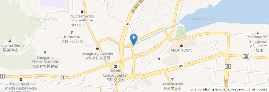 Mapa de ubicacion de シェヌー en 일본, 미야기현, 塩竈市.