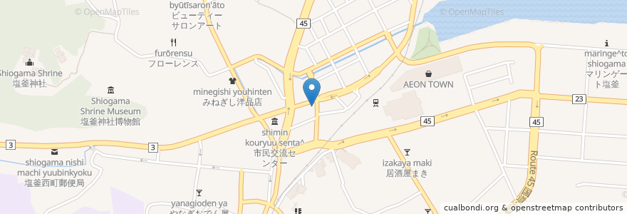Mapa de ubicacion de 鮨はま勢 en 日本, 宮城県, 塩竈市.