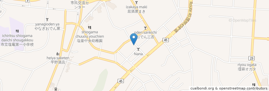 Mapa de ubicacion de ピュアティ en 日本, 宫城县, 塩竈市.
