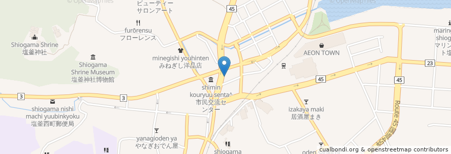 Mapa de ubicacion de 来々軒 en Japan, Miyagi Prefecture, Shiogama.