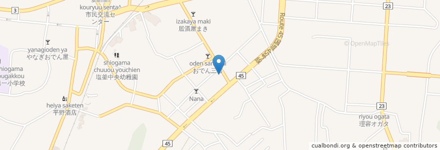 Mapa de ubicacion de 焼肉ホルモン鹽竈 en اليابان, 宮城県, 塩竈市.