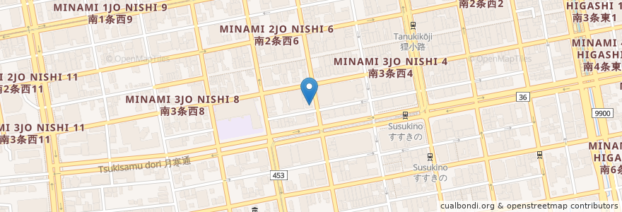 Mapa de ubicacion de SAMURAI en 日本, 北海道, 石狩振興局, 札幌市, 中央区.