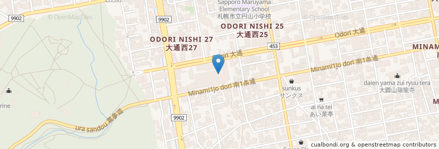 Mapa de ubicacion de Tetsuya（てつや）拉麵 en Japonya, 北海道, 石狩振興局, 札幌市, 中央区.