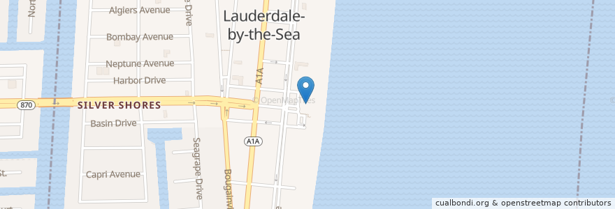 Mapa de ubicacion de Aruba Beach Cafe en ایالات متحده آمریکا, فلوریدا, Broward County, Lauderdale-By-The-Sea.