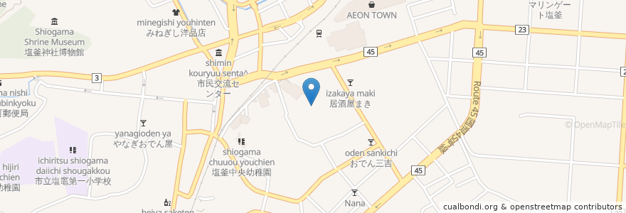 Mapa de ubicacion de 稲荷神社 en Japonya, 宮城県, 塩竈市.