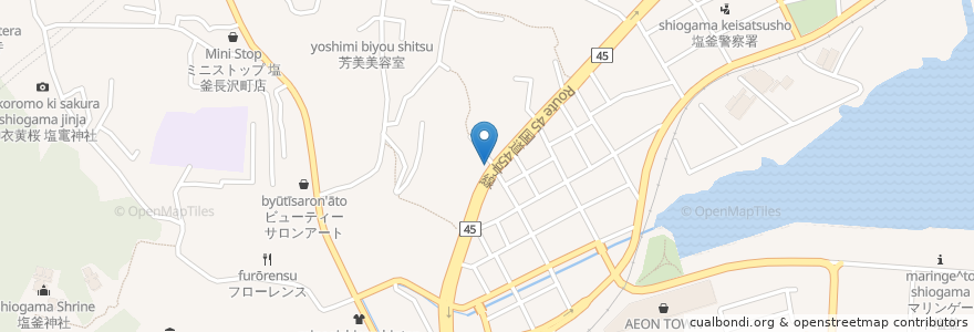 Mapa de ubicacion de ぬり薬局 en ژاپن, 宮城県, 塩竈市.
