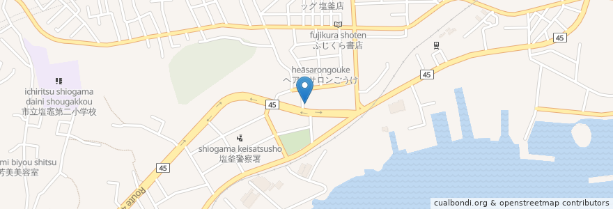 Mapa de ubicacion de 杜の都信用金庫 北浜支店 en Japão, 宮城県, 塩竈市.