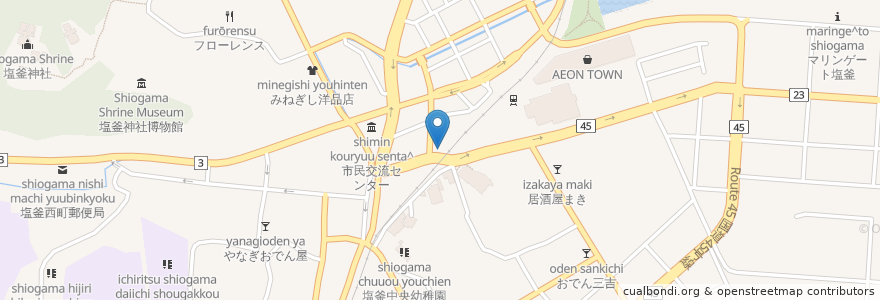 Mapa de ubicacion de 塩竃まぐろ直売・食堂 en 日本, 宫城县, 塩竈市.