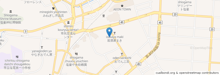 Mapa de ubicacion de 塩釜地区消防事務組合消防本部 en 일본, 미야기현, 塩竈市.