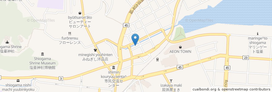 Mapa de ubicacion de 生そば やぶ家 en Japan, Präfektur Miyagi, 塩竈市.