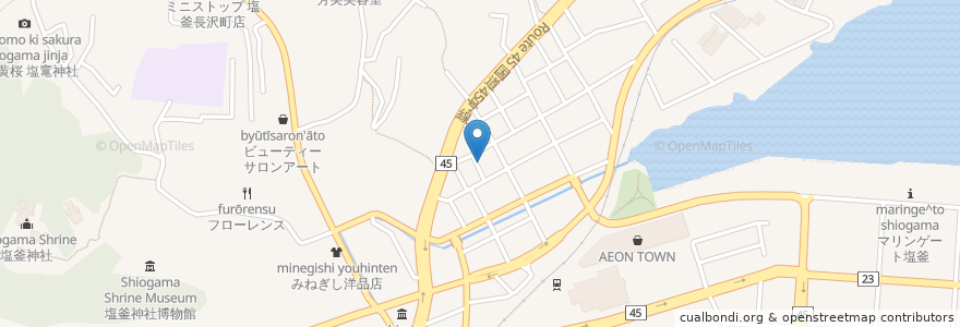 Mapa de ubicacion de 北浜コミュニティセンター en Japonya, 宮城県, 塩竈市.
