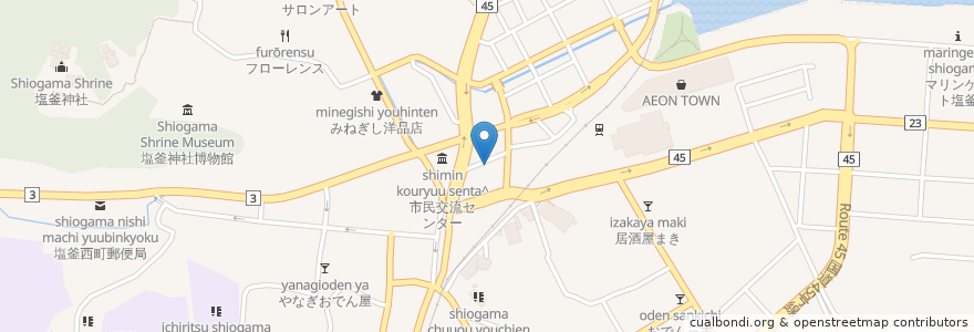 Mapa de ubicacion de 食彩庵わたつみ en اليابان, 宮城県, 塩竈市.