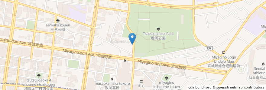Mapa de ubicacion de 柿の木 en Japón, Prefectura De Miyagi, 仙台市, 宮城野区.