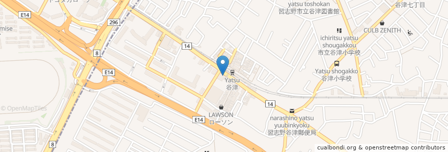Mapa de ubicacion de 谷津薬局 en Giappone, Prefettura Di Chiba, 習志野市.
