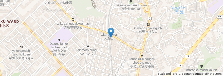 Mapa de ubicacion de マリーナピッコラ en 日本, 神奈川県, 横浜市, 港北区.