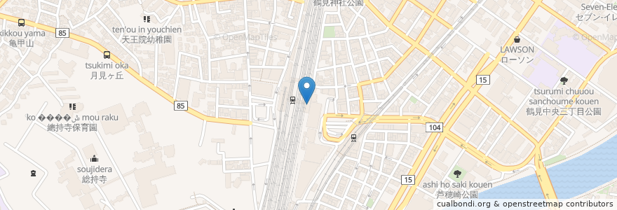 Mapa de ubicacion de RAKERU en 日本, 神奈川県, 横浜市, 鶴見区.