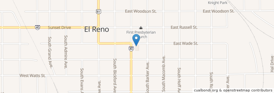 Mapa de ubicacion de Johnnie's Hamburgers & Coneys en Amerika Syarikat, Oklahoma, Canadian County, El Reno.