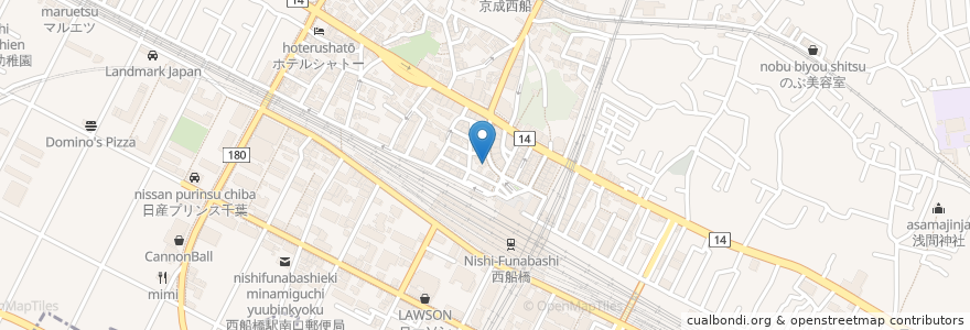 Mapa de ubicacion de すし三崎丸 en 일본, 지바현, 船橋市.