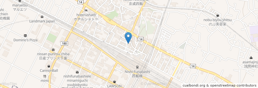 Mapa de ubicacion de ながいメンタルクリニック en 日本, 千葉県, 船橋市.