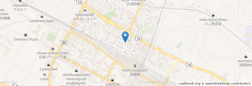 Mapa de ubicacion de 西船橋レディースクリニック en Japonya, 千葉県, 船橋市.
