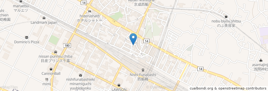Mapa de ubicacion de 西船橋泌尿器科クリニック en Япония, Тиба, 船橋市.