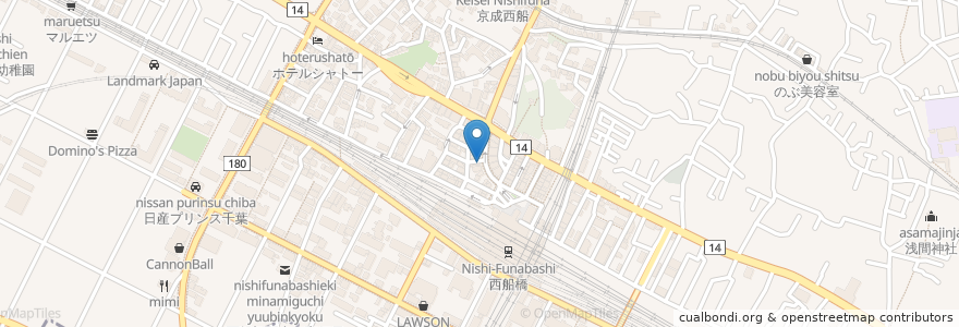 Mapa de ubicacion de くすりの福太郎 en Япония, Тиба, 船橋市.