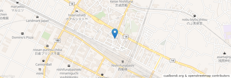 Mapa de ubicacion de ミツワ歯科医院 en Япония, Тиба, 船橋市.