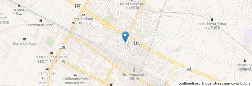Mapa de ubicacion de 火の国 en Japão, 千葉県, 船橋市.