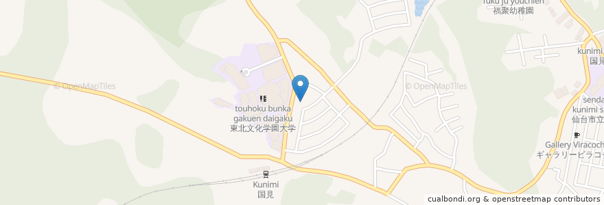 Mapa de ubicacion de 雷神社 en Japão, 宮城県, 仙台市, 青葉区.