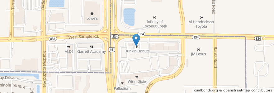 Mapa de ubicacion de Dunkin' Donuts en Stati Uniti D'America, Florida, Broward County, Margate.