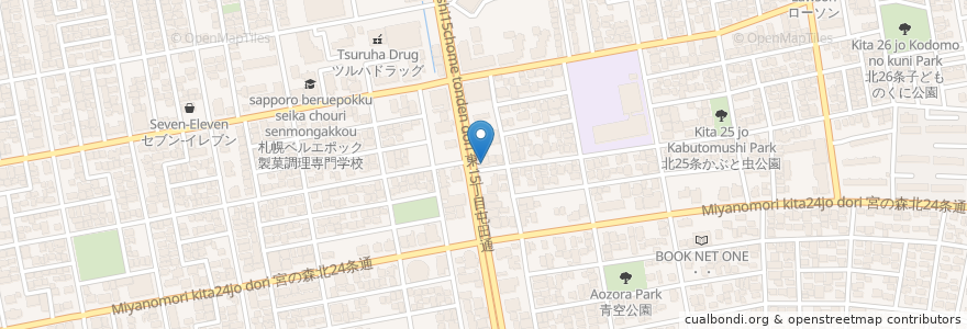 Mapa de ubicacion de いろはにほへと en Япония, Хоккайдо, Округ Исикари, Саппоро, Хигаси.