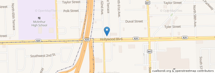 Mapa de ubicacion de Checkers en 美利坚合众国/美利堅合眾國, 佛罗里达州/佛羅里達州, Broward County, Hollywood.