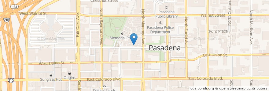 Mapa de ubicacion de Eden Garden Bar & Grill en アメリカ合衆国, カリフォルニア州, Los Angeles County, Pasadena.