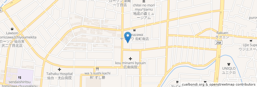 Mapa de ubicacion de ツルハドラッグ 長町南店 en Jepun, 宮城県, 仙台市, 太白区.