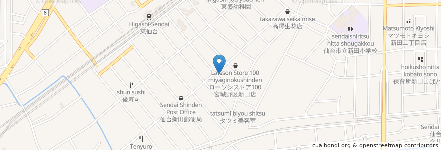 Mapa de ubicacion de 本間内科小児科 en Japão, 宮城県, 仙台市, 宮城野区.