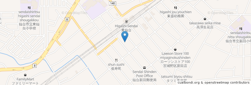 Mapa de ubicacion de 清水外科医院 en اليابان, 宮城県, 仙台市, 宮城野区.