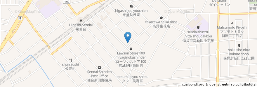 Mapa de ubicacion de ダイニングキッチンBuzz en Japan, Präfektur Miyagi, 仙台市, 宮城野区.