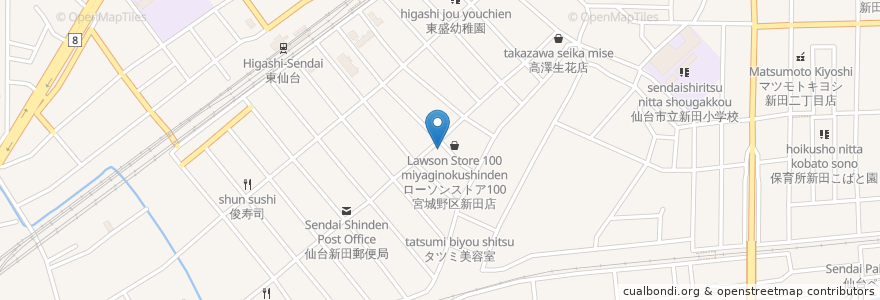 Mapa de ubicacion de 田舎かっぽう海山 en Япония, Мияги, 仙台市, 宮城野区.