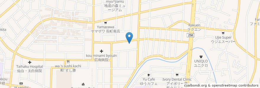 Mapa de ubicacion de 輝龍飯店 en Japonya, 宮城県, 仙台市, 太白区.
