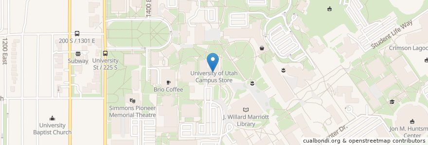 Mapa de ubicacion de Starbucks en Amerika Birleşik Devletleri, Utah, Salt Lake County, Salt Lake City.