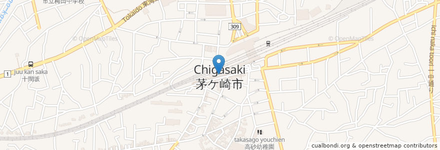 Mapa de ubicacion de ポークマン en 日本, 神奈川縣, 茅ヶ崎市.