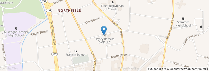 Mapa de ubicacion de Hayley Barocas DMD LLC en Amerika Birleşik Devletleri, Connecticut, Fairfield County, Stamford.