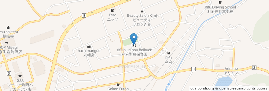 Mapa de ubicacion de 利府聖農保育園 en Japão, 宮城県, 宮城郡, 利府町.