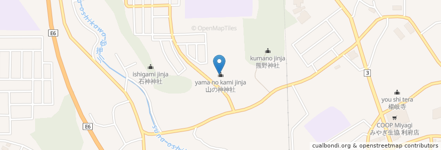 Mapa de ubicacion de 山の神神社 en 日本, 宫城县, 宮城郡, 利府町.